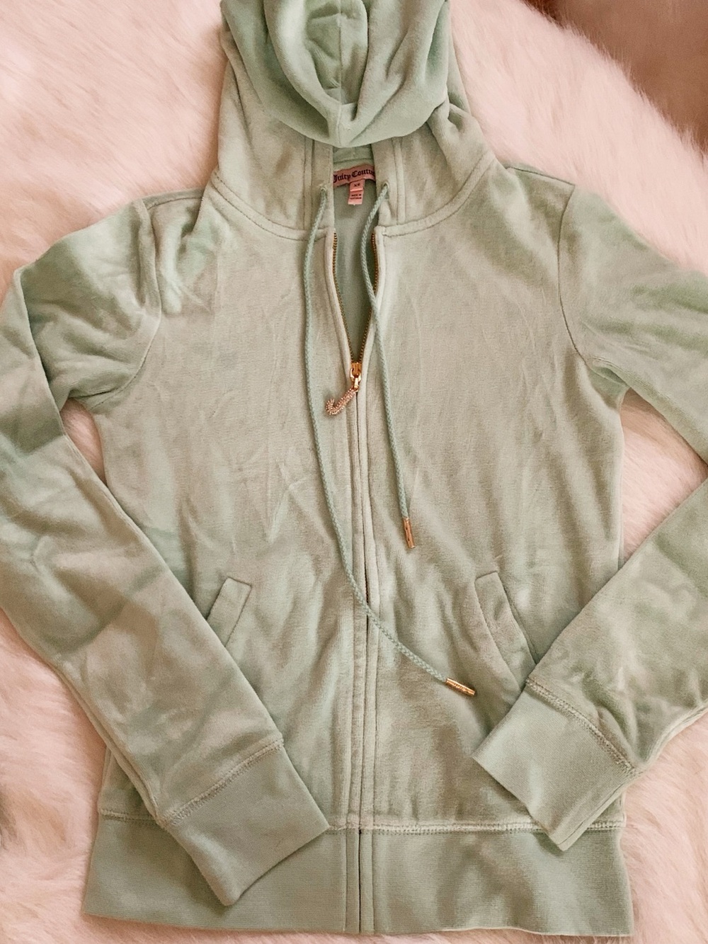 Juicy Couture Light Mint Velour Zip-Up Hoodie